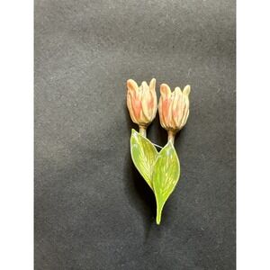 Vintage Avon Tulip Flower Brooch Pin‎ Gold Tone Floral Spring Fashion Jewelry